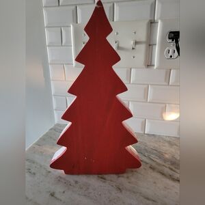 Red Wooden Holiday Tree Decoration